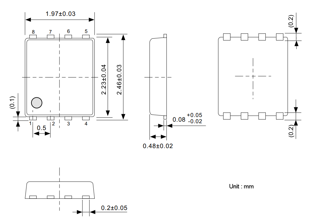 Mechanical Drawing - ABLIC S-8474 Wireless Power Transmitter Control IC